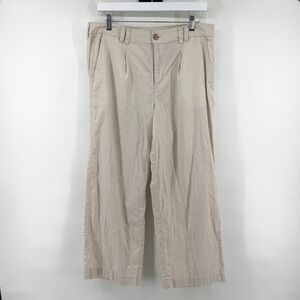 American Eagle Trousers Linen Blend 8 Beige Womens Wide Leg Summer Casual Boho